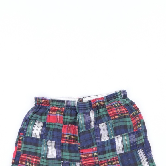 80s Mens Small Multi-Color Plaid Patchwork Shorts - Picture 2 of 9